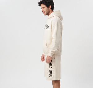 Men's Oversize Printed Hoodie Sweat <b>Shorts</b> Set 100% Cotton Loose Fit Heavyweight Sweat <b>Shorts</b> Set Baggy <b>Fleece</b> <b>Shorts</b> Tracksuit - Product Image 6