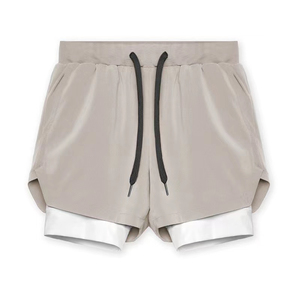 Shorts de sport pour hommes à taille haute, style streetwear, avec poches doubles, en polyester uni et taille élastique – Fournisseur OEM - Product Image 6