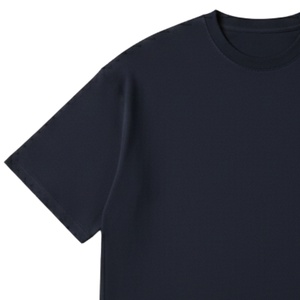 Camiseta de Manga Corta Oversize para Hombre, Color Azul Marino, Logotipo Minimalista en el Pecho, Cuello Redondo de Algodón, Estilo Casual Urbano, Venta al Por Mayor OEM - Product Image 3
