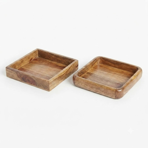 Plateau rectangulaire en bois écologique, plateau de service en bois massif pour café, thé, nourriture, restaurant, hôtel, logo personnalisé - Product Image 2