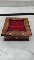 Boîte de rangement en bois artisanale avec couvercle en verre, motif floral, organiseur de bijoux, boîte à souvenirs multifonctionnelle, cadeau, décoration vintage pour la maison