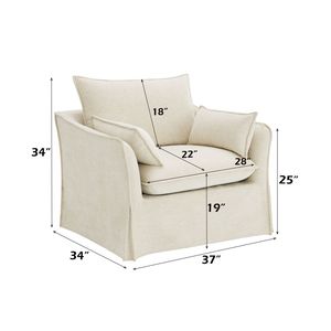 Shane Beige Set soggiorno lino 3 pz (divano divanetto sedia) - Product Image 1