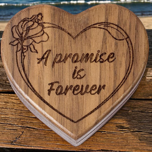 <b>Heart</b> Shaped Engraved <b>Wood</b> Engagement Ring Box for Wedding & Proposal Ceremony Handcrafted Wooden Crafts & Wall Signs - Product Image 4