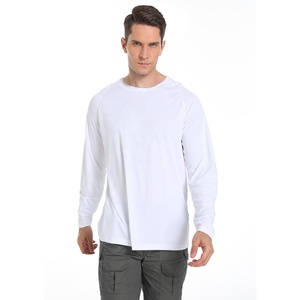 <b>Men</b> Light Blue Long Sleeve Hooded Fishing <b>Shirt</b> UPF 50 Quick Dry Solid Color Pullover Top 100% Polyester Outdoor Wear - Product Image 2