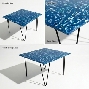 Table basse minimaliste moderne en plastique recyclé 4GoodThings, poignée durable, légère, écologique, meubles de salon - Product Image 3