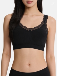 Sujetador Deportivo Inalámbrico Negro Bmama, Sujetador de Maternidad de Algodón sin Costuras para Lactancia, Talla Única S-XL BR2602 - Product Image 2