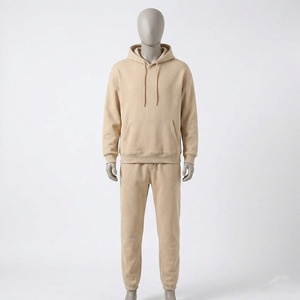 Unisex Solid Color Hooded Sweatshirt And Joggers Set Cotton Breathable Loose Fit Casual Autumn Wear Full Length Custom <b>Tracksuit</b> - Product Image 4