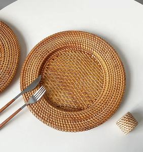 Natural Bamboo Round <b>Placemats</b> and Cup Mats Light <b>Seagrass</b> Straw Weave Rattan Home Decor for Dining Table Kitchen - Product Image 3
