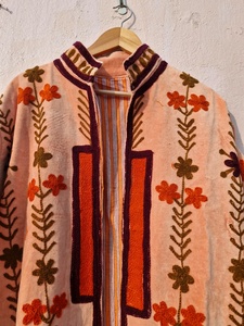 Suzani Embroidered Velvet Quilted Long Hooded <b>Jacket</b> | Reversible Boho Floral Handmade Ethnic Festival & <b>Wedding</b> Wear - Product Image 5