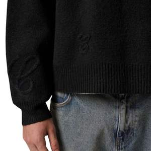 Script Applique <b>Knitted</b> <b>Jumper</b> <b>Black</b> Embroidered Sweater Casual Crewneck Premium Cotton Comfortable Winter Wear <b>Men</b>’s Fashion - Product Image 5