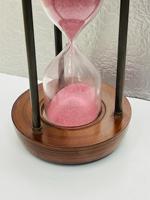 Reloj de arena de madera hecho a mano de 9'' con arena rosa |   Decoración de Mesa para Fiesta de Cumpleaños con Diseño de Cruz de Ángel Rústico