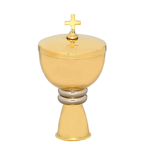 Ciboria ทองเหลืองชุบทองพร้อมฝาไขว้ | เรือคอมมิเนียน-ส่งออกวีคู่ - Product Image 1
