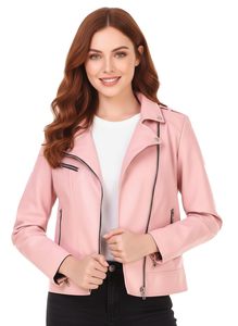 Wholesale Genuine Goat <b>Leather</b> Fashion Luxury Women's Motorcycle <b>Leather</b> Jacket - Product Image 5