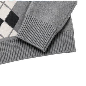 Cardigan en tricot pour homme à col en V, motif losanges, boutons sur le devant, manches longues, classique, décontracté, chaud, en laine/acrylique, haut d'automne - Product Image 5