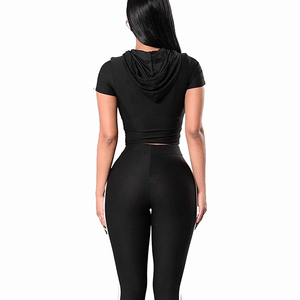 Camiseta Corta con Capucha para Mujer, Manga Corta, Corte Ajustado, 100% Algodón, Transpirable, a Rayas, Informal, para Calle, Gimnasio - Product Image 3