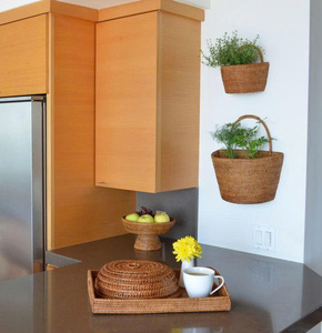 Panier de rangement suspendu en rotin avec poignée, panier tissé naturel, organisateur de rangement écologique, décoration bohème pour la maison, panier de pique-nique - Product Image 3