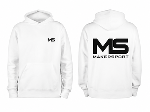 Sudadera con Capucha Blanca para Hombre Makersport, Corte Regular, Felpa de Algodón, Estilo Casual para Otoño, con Bolsillo Delantero y Logotipo Estampado - Product Image 1