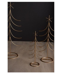 Ornements de Noël en métal finition laiton antique avec nœud en ruban – Pendentif d'arbre suspendu en métal moulé vintage et ensemble de décorations festives pour les fêtes - Product Image 4