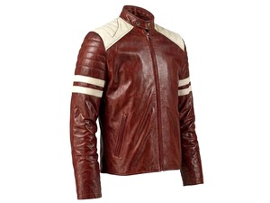 Tyler Durden Fight Club Rote Biker-Lederjacke Brad Pitt Cosplay-Mantel - Product Image 3
