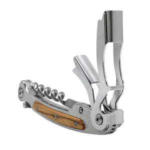 Couteaux pliants multifonctions avec tire-bouchon, ouvre-bouteille et détails de manche en bois pour le service du vin, les repas en plein air et les voyages - Product Image 1
