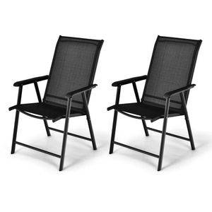 Ensemble de 2 chaises pliantes ergonomiques avec accoudoirs pour patio extérieur, pour le camping - Product Image 1