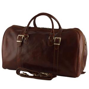 กระเป๋าเดินทางหนังแท้สีเข้มสไตล์วินเทจ กระเป๋าเดินทางสุดสัปดาห์สำหรับผู้ชายและผู้หญิง ความจุขนาดใหญ่ พกพาสะดวก กระเป๋าถือขึ้นเครื่องแบบคลาสสิก - Product Image 4