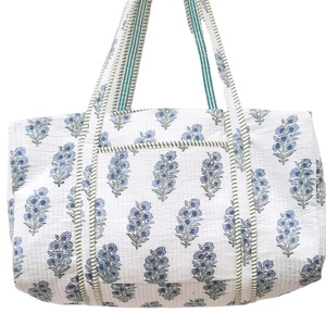 Bolsa de lona acolchada ligera a máquina, bolso de hombro deportivo de lujo para mujer, estampado de bloque de mano, algodón, Boho Chic, diario, duradero - Product Image 1