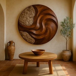 Sculpture murale en bois organique modulaire artisanale pour meubles, bois sculpté unique pour le salon, anniversaire - Product Image 1