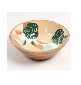Plato de servir de madera con estampado esmaltado estilo cocina para uso en cocina, tazón para servir fideos y pasta - Product Image 1