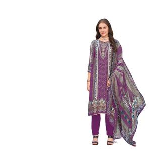 Traje Pakistaní de Georgette con Bordado, Modelo Heavy Fox, con Parte Inferior de Santoon Pesado y Dupatta de Chifón Pesado Estilo Naznin - Product Image 1