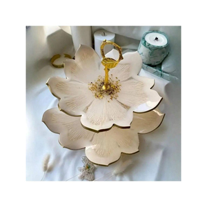 Attractive Look Three-Piece <b>Glass</b> <b>Cake</b> <b>Stand</b> Set With Floral Design Multi-Layer Dessert Display For Home And Hotel Decor Supply - Product Image 4