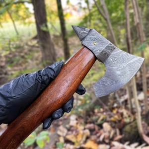 Hache en acier Damas en gros, hache de brousse personnalisée de 16 pouces avec étui, équipement d'extérieur professionnel forgé - OEM/ODM disponible - Product Image 1