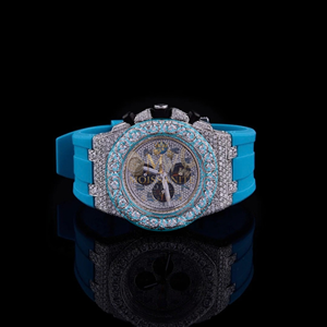 Montre à quartz pour homme, forme ronde, avec diamants, pour mariage et soirée, bracelet en caoutchouc, disponible au meilleur prix abordable. - Product Image 1