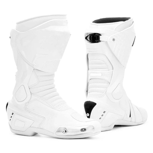 Bottes de course pour moto personnalisées en cuir, mi-mollet, fermeture éclair latérale, légères, respirantes, certifiées CE, équipement de sécurité pour la conduite, toutes saisons - Product Image 1