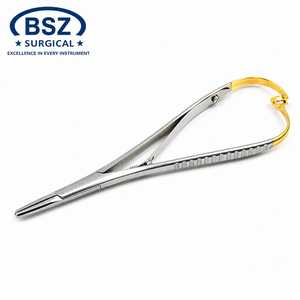 Porte-aiguille manuel BSZ SURGICO, ensemble d'instruments chirurgicaux, inserts en carbure de tungstène, acier inoxydable, poignée ergonomique dorée pour - Product Image 1