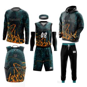 Kit d'uniforme de basketball personnalisé OEM pour hommes - Impression numérique 100 % polyester, protection UV, évacuation de l'humidité, respirant, personnalisation rapide du nom de l'équipe - Product Image 2