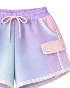 Conjunto de Sudadera Corta con Cremallera y Pantalones Cortos para Mujer, Rosa, Lavanda, Azul, con Estampado de Margaritas, Bolsillos Cargo, Estilo Casual, Poliéster y Algodón, Venta al por Mayor - Product Image 6