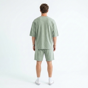Wholesale <b>Summer</b> New <b>Men</b> Casual Short Sleeve T-<b>Shirt</b> Shorts Sets Breathable Knitted Fabric 2-Piece Customized Material T-<b>Shirts</b> - Product Image 2