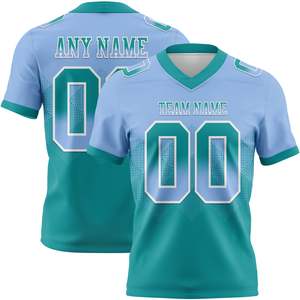 เสื้อฟุตบอลทีมชายคอวี แขนสั้น สีฟ้าอมเขียวอ่อน สไตล์แชมป์เปี้ยน ระบายอากาศได้ดี ชุดกีฬา สีตามสั่ง - Product Image 1
