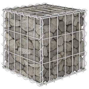 Fioriera Rialzata in Gabion Resistente 30x30x30 cm per Composizioni Estive con Filo in Acciaio Argentato - Product Image 1
