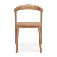Chaise de salle à manger moderne en teck massif imperméable pour l'extérieur avec dossier incurvé pour la maison, le bureau, le jardin, la terrasse et le parc