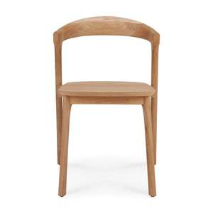 Chaise de salle à manger moderne en teck massif imperméable pour l'extérieur avec dossier incurvé pour jardin, patio et parc - Product Image 2