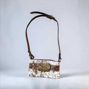 Bolso Bandolera de Cuero Genuino con Diseño Geométrico Bohemio para Mujer, con Correa Turquesa, Decoración de Borlas y Cierre de Cremallera - Product Image 5