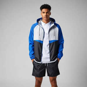 Custom Manufacturer Embroidered Men's Set Zip up Summer Nylon Two Piece <b>Windbreaker</b> Short Set Men Sweat Suit Tracksuits - Product Image 2