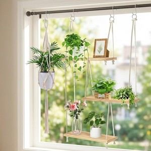 Bamboo with Jute Macram wooden <b>planters</b> and plant stands OEM Custom Wholesale | Aqdus Saleem India - Product Image 5