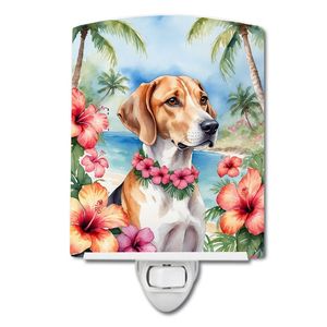 Certifié UL Anglais Foxhound Luau Veilleuse en céramique compacte 6x4x3 multicolore pour chambre à coucher salle de bain pépinière couloir cuisine - Product Image 1