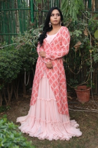 Bohemian Maxi <b>Dress</b> With Paisley Print Long Sleeve V-Neck <b>Loose</b> Fit Georgette Wrap And Tie Summer Casual <b>Dress</b> with Pearl work - Product Image 4