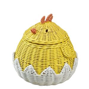 Cesta de Mimbre para Niños, Forma de Pollo, Amarilla y Blanca, para Almacenamiento de Juguetes, Venta al Por Mayor, Ecológica, Proveedor - Product Image 1