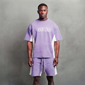 High Selling Eco Friendly Men Summer Beach Solid Embroidered Breathable Quick Dry T-Shirt & Shorts Set Low Price - Product Image 3