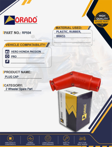 Hero HND Passion Pro Tapón de bujía de calidad de exportación para repuestos de motocicletas India Orado - Product Image 4